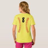 Girls Fastpitch Softball Seams Bright Geel Shirt (Achterkant volledig)
