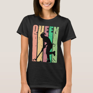 Girls Field Hockey Birthday Colorful Queen Cute Re T-shirt