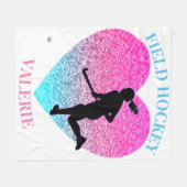 Girls Field Hockey Fleece Blanket (Voorkant (Horizontaal))