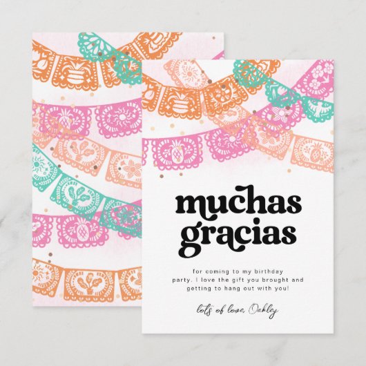 Girl's Fiesta Verjaardag Dank u Kaarten (Voorkant / Achterkant)