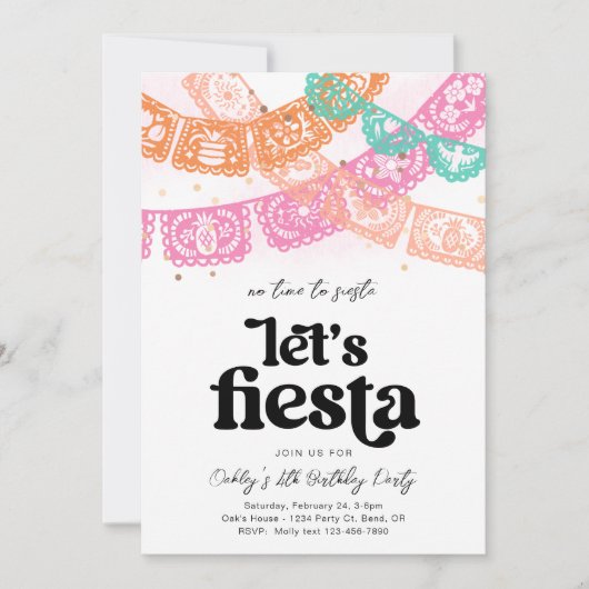 Girl's Fiesta Verjaardag Uitnodiging (Voorkant)