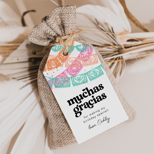 Girl's Fiesta Verjaardagsgunst Tags Cadeaulabel