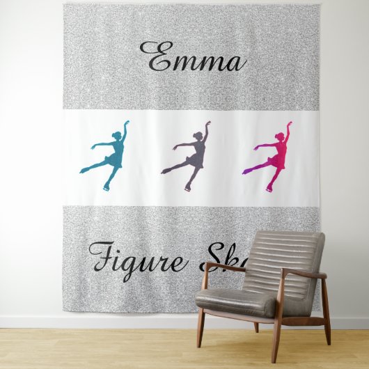 Girl's Figuur Skater Tapestry Gepersonaliseerd w / Wandkleed (In situ)