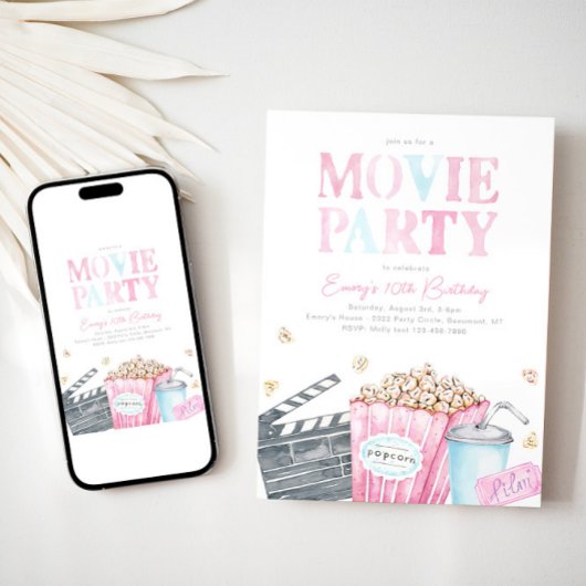 Girl's Film Party Uitnodiging