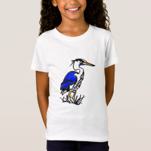 Girls' Fine Jersey T-Shirt - Cartoon Blauw Heron