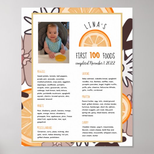 Girls First 100 Foods Baby Weaning Poster (Voorkant)