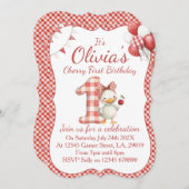 Girls First Birthday Invitation Kaart (Voorkant / Achterkant)