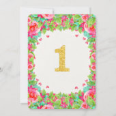Girls First Birthday Invitation - Roze & Gold Kaart (Achterkant)