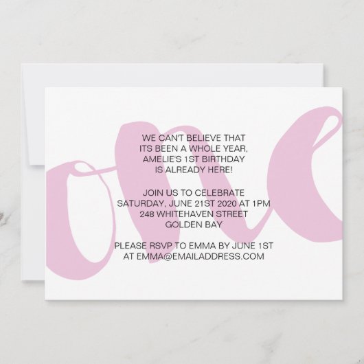 Girls First Birthday Party Uitnodiging (Voorkant)