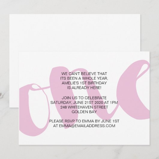 Girls First Birthday Party Uitnodiging (Voorkant / Achterkant)