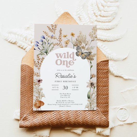 Girl's First Birthday Wild One Wildflower Kaart