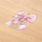Girl's First Communion Pink Bow Acrylic Invitation Acryl Uitnodigingen (Laagn)