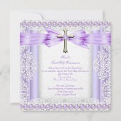 Girls First Heilige Commune Cross  Lavender 3 Kaart (Voorkant)