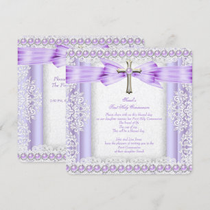 Girls First Heilige Commune Cross  Lavender 3 Kaart