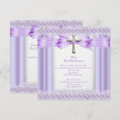 Girls First Heilige Commune Cross  Lavender Kaart (Voorkant / Achterkant)