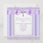 Girls First Heilige Commune Cross  Lavender Kaart (Achterkant)