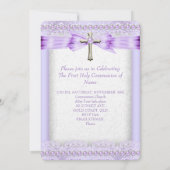 Girls First Heilige Commune Cross  Lavender Kaart (Achterkant)