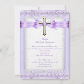 Girls First Heilige Commune Cross  Lavender Kaart (Voorkant)