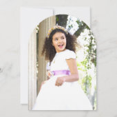 Girl's First Holy Communion Pink Wildflower Bow Kaart (Achterkant)