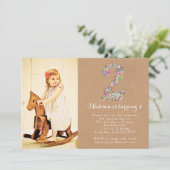 Girls Floral 2e verjaardag Kaart (Staand voorkant)