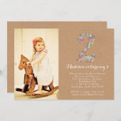 Girls Floral 2e verjaardag Kaart (Voorkant / Achterkant)