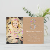 Girls Floral 3e verjaardag Kaart (Staand voorkant)