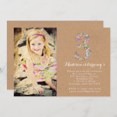 Girls Floral 3e verjaardag Kaart (Voorkant / Achterkant)