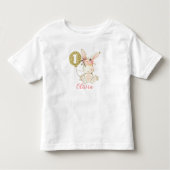 Girls Floral Bunny First Birthday T-Shirt (Voorkant)
