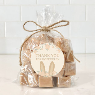 Girl's Floral Bunny Verjaardag Dank je wel Favor Ronde Sticker