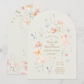 Girls Floral Butterfly Sage Arch Birthday Party Kaart (Voorkant / Achterkant)