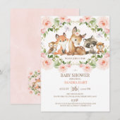 Girls Floral Lijst Woodland Baby shower Kaart (Voorkant / Achterkant)