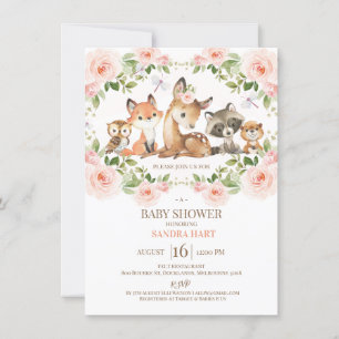 Girls Floral Lijst Woodland Baby shower Kaart