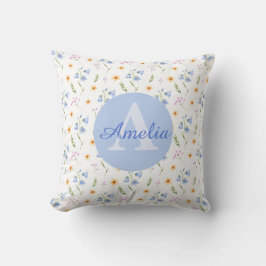 Girls Floral Pattern Monogram Name Kids Pillow Kussen