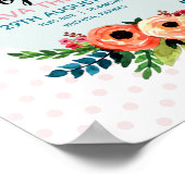 Girls Flowers Cute Floral Birth Stats Baby Nursery Poster (Hoek)