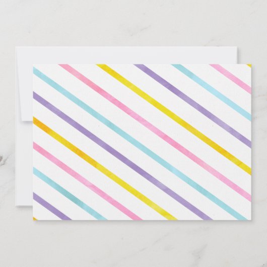 Girls Foto Waterverf Unicorn Birthday Uitnodiging (Achterkant)