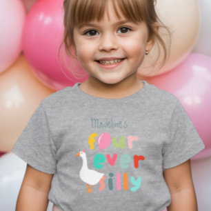Girls Four Ever Silly Farm Goose 4de Verjaardag Kinder Shirts