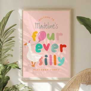 Girls Four Ever Silly Goose 4de Verjaardag Welkom Poster