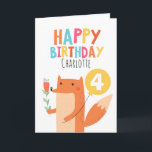 Girls Fox Birthday Card Kaart<br><div class="desc">Deze kinderverjaardagskaart is voorzien van een schattige vos,  gele ballon en bloemen. Ik heb ook een lettertype genaamd Cool Britannia gebruikt voor de kop op zowel de voor- als achterkant van de kaart. Deze verjaardagskaart is het meest geschikt voor een meisje dat klaar is om te worden gepersonaliseerd.</div>