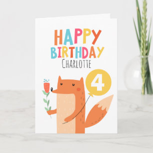 Girls Fox Birthday Card Kaart