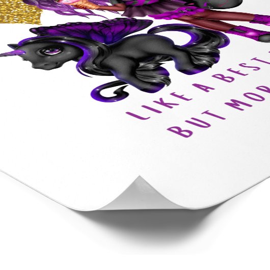 Girls Friend Gift Black Unicorn Besticorn Magical Poster (Hoek)