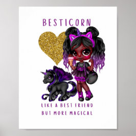 Girls Friend Gift Black Unicorn Besticorn Magical Poster