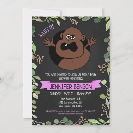 Girls Fun Baby shower Invitation Aankondiging (Voorkant)