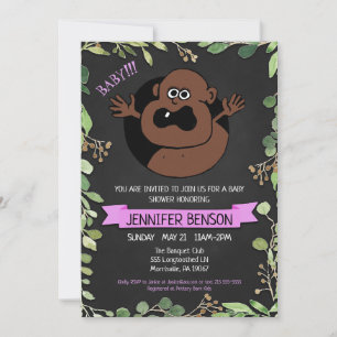Girls Fun Baby shower Invitation Aankondiging