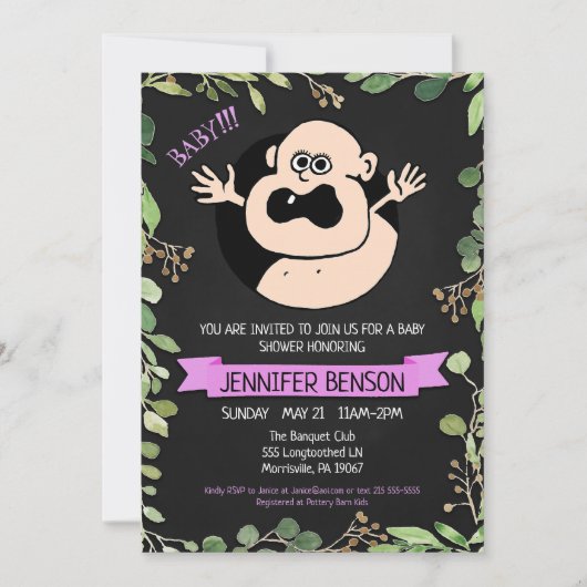 Girls Fun Baby shower Invitation Aankondiging (Voorkant)
