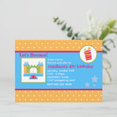 Girls Fun Bounce House Birthday Party Kaart (Staand voorkant)