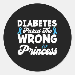 Girls Fun Diabetes heeft de verkeerde prinses T1D  Ronde Sticker