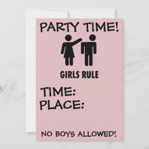 GIRLS FUNNY BIRTHDAYPARTY "GIRL POWER" INVITATIES KAART