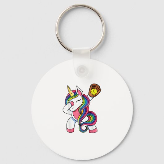 Girls Funny Dabbing Softball Unicorn Apparel, Yout Sleutelhanger (Voorkant)