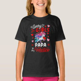 Girls Funny Joke Papa is mijn Valentijn Eenhoorn T-shirt