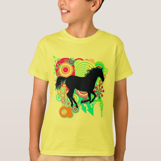 Girls Galloping Horse Silhouette T-shirt (Voorkant)